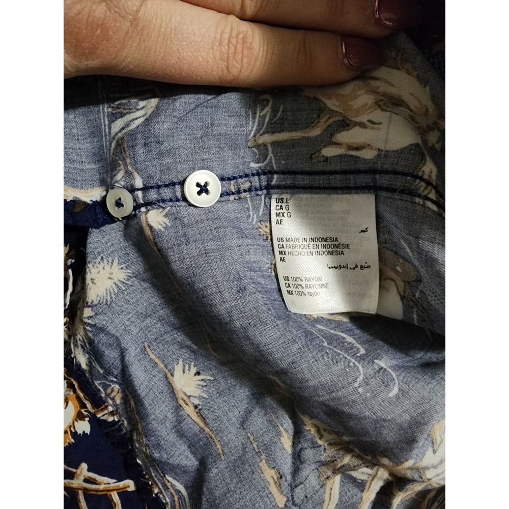 Sun + Stone Mens Western Cowboy Rodeo Print Rayon Short Sleeve Shirt Blue Large - Picture 3 of 9